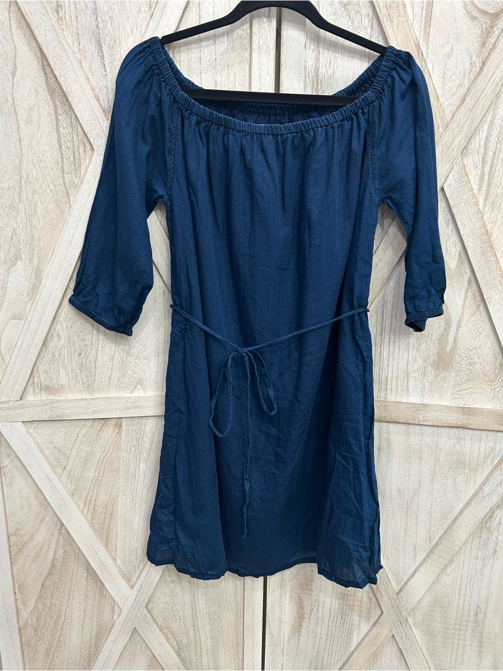 Madewell Navy Blue Off-Shoulder Mini Dress